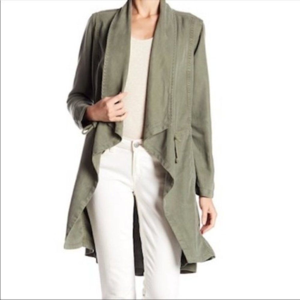 Max Jeans Olive Drape Front Jacket with Wrap Tie,‎ Size XS
